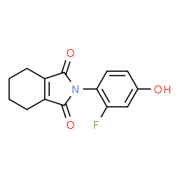 ChemSpider 2D Image | 2-(2-Fluoro-4-hydroxyphenyl)-4,5,6,7-tetrahydro-1H-isoindole-1,3(2H)-dione | C14H12FNO3