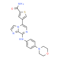 ChemSpider 2D Image | 4-(8-{[4-(4-Morpholinyl)phenyl]amino}imidazo[1,2-a]pyrazin-5-yl)-2-thiophenecarboxamide | C21H20N6O2S