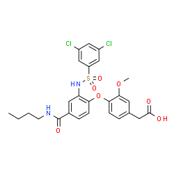 ChemSpider 2D Image | {4-[4-(Butylcarbamoyl)-2-{[(3,5-dichlorophenyl)sulfonyl]amino}phenoxy]-3-methoxyphenyl}acetic acid | C26H26Cl2N2O7S