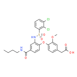 ChemSpider 2D Image | {4-[4-(Butylcarbamoyl)-2-{[(2,3-dichlorophenyl)sulfonyl]amino}phenoxy]-3-methoxyphenyl}acetic acid | C26H26Cl2N2O7S