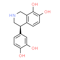 ChemSpider 2D Image | (4R)-4-(3,4-Dihydroxyphenyl)-1,2,3,4-tetrahydro-7,8-isoquinolinediol | C15H15NO4