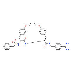 ChemSpider 2D Image | (13S,16R)-16-[(Benzylsulfonyl)amino]-N-(4-carbamimidoylbenzyl)-15-oxo-2,7-dioxa-14-azatricyclo[16.2.2.2~8,11~]tetracosa-1(20),8,10,18,21,23-hexaene-13-carboxamide | C37H41N5O6S