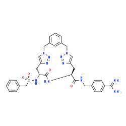 ChemSpider 2D Image | (8S,11R)-11-[(Benzylsulfonyl)amino]-N-(4-carbamimidoylbenzyl)-10-oxo-3,4,5,9,14,15,16-heptaazatetracyclo[16.3.1.1~3,6~.1~13,16~]tetracosa-1(22),4,6(24),13(23),14,18,20-heptaene-8-carboxamide | C33H35N11O4S