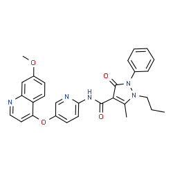 ChemSpider 2D Image | N-[5-[(7-methoxy-4-quinolyl)oxy]-2-pyridyl]-3-methyl-5-oxo-1-phenyl-2-propyl-pyrazole-4-carboxamide | C29H27N5O4