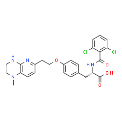 ChemSpider 2D Image | (2S)-2-[(2,6-dichlorobenzoyl)amino]-3-[4-[2-(1-methyl-3,4-dihydro-2H-pyrido[2,3-b]pyrazin-6-yl)ethoxy]phenyl]propanoic acid | C26H26Cl2N4O4