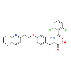 ChemSpider 2D Image | (2S)-2-[(2,6-dichlorobenzoyl)amino]-3-[4-[2-(3,4-dihydro-2H-pyrido[3,2-b][1,4]oxazin-6-yl)ethoxy]phenyl]propanoic acid | C25H23Cl2N3O5