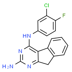 ChemSpider 2D Image | N~4~-(3-Chloro-4-fluorophenyl)-9H-indeno[2,1-d]pyrimidine-2,4-diamine | C17H12ClFN4