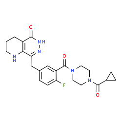 ChemSpider 2D Image | 8-(3-{[4-(Cyclopropylcarbonyl)-1-piperazinyl]carbonyl}-4-fluorobenzyl)-2,3,4,6-tetrahydropyrido[2,3-d]pyridazin-5(1H)-one | C23H26FN5O3