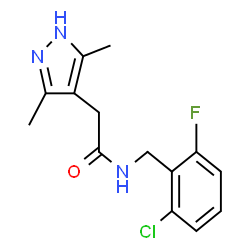 ChemSpider 2D Image | N-(2-Chloro-6-fluorobenzyl)-2-(3,5-dimethyl-1H-pyrazol-4-yl)acetamide | C14H15ClFN3O