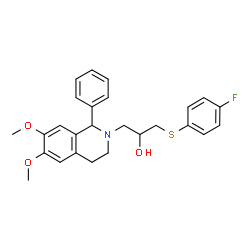 ChemSpider 2D Image | 1-(6,7-Dimethoxy-1-phenyl-3,4-dihydro-2(1H)-isoquinolinyl)-3-[(4-fluorophenyl)sulfanyl]-2-propanol | C26H28FNO3S