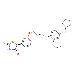 ChemSpider 2D Image | (5S)-5-(3-{3-[4-(Cyclopentyloxy)-2-propylphenoxy]propoxy}phenyl)-1,3-thiazolidine-2,4-dione | C26H31NO5S