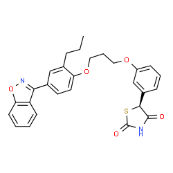 ChemSpider 2D Image | (5S)-5-(3-{3-[4-(1,2-Benzoxazol-3-yl)-2-propylphenoxy]propoxy}phenyl)-1,3-thiazolidine-2,4-dione | C28H26N2O5S