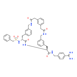 ChemSpider 2D Image | (21S,24R)-24-[(Benzylsulfonyl)amino]-N-(4-carbamimidoylbenzyl)-4,12,23-trioxo-3,13,22-triazatetracyclo[24.3.1.1~6,10~.1~15,19~]dotriaconta-1(30),6(32),7,9,15(31),16,18,26,28-nonaene-21-carboxamide | C45H47N7O6S
