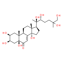 ChemSpider 2D Image | (2beta,3beta,5beta,22R)-2,3,5,14,20,22,25,26-Octahydroxycholest-7-en-6-one | C27H44O9