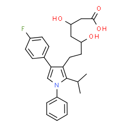 ChemSpider 2D Image | 7-[4-(4-Fluorophenyl)-2-isopropyl-1-phenyl-1H-pyrrol-3-yl]-3,5-dihydroxyheptanoic acid | C26H30FNO4