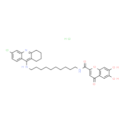 ChemSpider 2D Image | N-{10-[(6-Chloro-1,2,3,4-tetrahydro-9-acridinyl)amino]decyl}-6,7-dihydroxy-4-oxo-4H-chromene-2-carboxamide hydrochloride (1:1) | C33H39Cl2N3O5