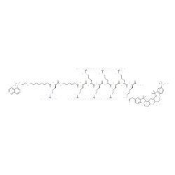 ChemSpider 2D Image | N~2~-[6-({N~2~-[8-({2-[(5-Isoquinolinylsulfonyl)amino]ethyl}amino)octanoyl]-D-arginyl}amino)hexanoyl]-D-arginyl-D-arginyl-D-arginyl-D-arginyl-D-arginyl-D-arginyl-N~6~-({14-[hydroxy(methylene)oxido-lam
bda~6~-sulfanyl]-16,16,18,18-tetramethyl-6,7,7a,8a,9,10,16,18-octahydrobenzo[2'',3'']indolizino[8'',7'':5',6']pyrano[3',2':3,4]pyrido[1,2-a]indol-11-ium-2-yl}acetyl)-D-lysinamide (name for given tauto
mer) | C105H168N37O16S2