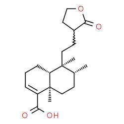 ChemSpider 2D Image | (4aR,5S,6R,8aR)-5,6,8a-Trimethyl-5-[2-(2-oxotetrahydro-3-furanyl)ethyl]-3,4,4a,5,6,7,8,8a-octahydro-1-naphthalenecarboxylic acid | C20H30O4