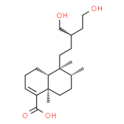 ChemSpider 2D Image | (4aR,5S,6R,8aR)-5-[5-Hydroxy-3-(hydroxymethyl)pentyl]-5,6,8a-trimethyl-3,4,4a,5,6,7,8,8a-octahydro-1-naphthalenecarboxylic acid | C20H34O4