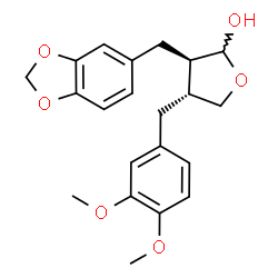 ChemSpider 2D Image | (3R,4R)-3-(1,3-Benzodioxol-5-ylmethyl)-4-(3,4-dimethoxybenzyl)tetrahydro-2-furanol | C21H24O6