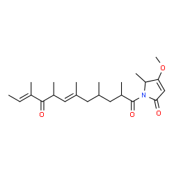 ChemSpider 2D Image | (6E,10E)-1-(3-Methoxy-2-methyl-5-oxo-2,5-dihydro-1H-pyrrol-1-yl)-2,4,6,8,10-pentamethyl-6,10-dodecadiene-1,9-dione | C23H35NO4