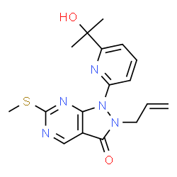 ChemSpider 2D Image | 2-Allyl-1-(6-(2-hydroxypropan-2-yl)pyridin-2-yl)-6-(methylthio)-1H-pyrazolo[3,4-d]pyrimidin-3(2H)-one | C17H19N5O2S