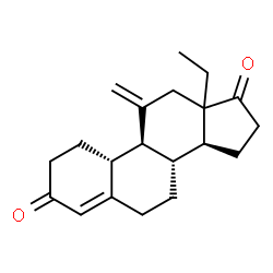 ChemSpider 2D Image | (8S,9S,10R,14S)-13-Ethyl-11-methylene-7,8,9,10,11,12,13,14,15,16-decahydro-1H-cyclopenta[a]phenanthrene-3,17(2H,6H)-dione | C20H26O2