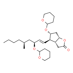 ChemSpider 2D Image | (3aR,4R,5R,6aS)-4-[(1E,3S,5S)-5-Methyl-3-(tetrahydro-2H-pyran-2-yloxy)-1-nonen-1-yl]-5-(tetrahydro-2H-pyran-2-yloxy)hexahydro-2H-cyclopenta[b]furan-2-one | C27H44O6