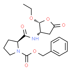 ChemSpider 2D Image | Benzyl (2S)-2-{[(2R,3S)-2-ethoxy-5-oxotetrahydro-3-furanyl]carbamoyl}-1-pyrrolidinecarboxylate | C19H24N2O6