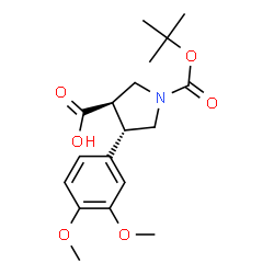 ChemSpider 2D Image | (3R,4S)-1-(tert-butoxycarbonyl)-4-(3,4-dimethoxyphenyl)-3-pyrrolidinecarboxylic acid | C18H25NO6