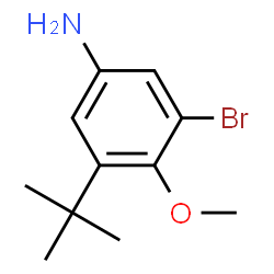 ChemSpider 2D Image | 3-Bromo-4-methoxy-5-(2-methyl-2-propanyl)aniline | C11H16BrNO