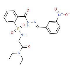 ChemSpider 2D Image | N,N-Diethyl-N~2~-[(2-{[(2E)-2-(3-nitrobenzylidene)hydrazino]carbonyl}phenyl)sulfonyl]glycinamide | C20H23N5O6S