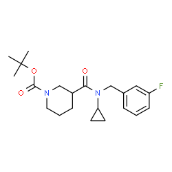 ChemSpider 2D Image | TERT-BUTYL 3-{CYCLOPROPYL[(3-FLUOROPHENYL)METHYL]CARBAMOYL}PIPERIDINE-1-CARBOXYLATE | C21H29FN2O3
