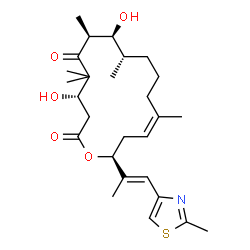 ChemSpider 2D Image | (4S,7S,8S,9S,13Z,16S)-4,8-Dihydroxy-5,5,7,9,13-pentamethyl-16-[(1E)-1-(2-methyl-1,3-thiazol-4-yl)-1-propen-2-yl]oxacyclohexadec-13-ene-2,6-dione | C27H41NO5S