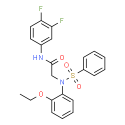 ChemSpider 2D Image | N-(3,4-Difluorophenyl)-N~2~-(2-ethoxyphenyl)-N~2~-(phenylsulfonyl)glycinamide | C22H20F2N2O4S