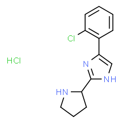 ChemSpider 2D Image | 4-(2-Chlorophenyl)-2-(2-pyrrolidinyl)-1H-imidazole hydrochloride (1:1) | C13H15Cl2N3