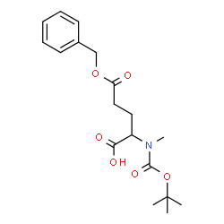 ChemSpider 2D Image | 5-(Benzyloxy)-2-(methyl{[(2-methyl-2-propanyl)oxy]carbonyl}amino)-5-oxopentanoic acid | C18H25NO6