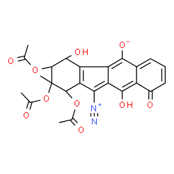 ChemSpider 2D Image | 1,2,3-Triacetoxy-11-diazonio-4,10-dihydroxy-2-methyl-9-oxo-2,3,4,9-tetrahydro-1H-benzo[b]fluoren-5-olate | C24H20N2O10