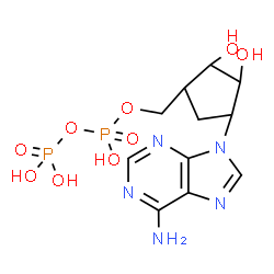 ChemSpider 2D Image | [4-(6-Amino-9H-purin-9-yl)-2,3-dihydroxycyclopentyl]methyl trihydrogen diphosphate | C11H17N5O9P2