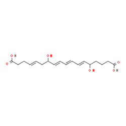 ChemSpider 2D Image | (4E,8E,10E,12E)-7,14-Dihydroxy-4,8,10,12-octadecatetraenedioic acid | C18H26O6