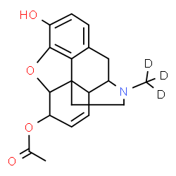 ChemSpider 2D Image | 3-Hydroxy-17-(~2~H_3_)methyl-7,8-didehydro-4,5-epoxymorphinan-6-yl acetate | C19H18D3NO4