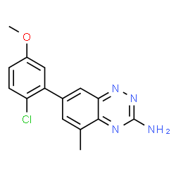 ChemSpider 2D Image | 7-(2-Chloro-5-methoxyphenyl)-5-methyl-1,2,4-benzotriazin-3-amine | C15H13ClN4O