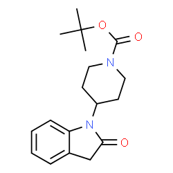 ChemSpider 2D Image | 2-Methyl-2-propanyl 4-(2-oxo-2,3-dihydro-1H-indol-1-yl)-1-piperidinecarboxylate | C18H24N2O3