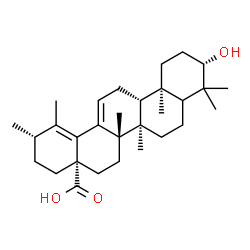 ChemSpider 2D Image | (3beta,5xi,20beta)-3-Hydroxyursa-12,18-dien-28-oic acid | C30H46O3