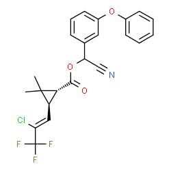 ChemSpider 2D Image | Cyano(3-phenoxyphenyl)methyl (1R,3S)-3-[(1Z)-2-chloro-3,3,3-trifluoro-1-propen-1-yl]-2,2-dimethylcyclopropanecarboxylate | C23H19ClF3NO3