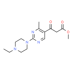 ChemSpider 2D Image | Methyl 3-[2-(4-ethyl-1-piperazinyl)-4-methyl-5-pyrimidinyl]-3-oxopropanoate | C15H22N4O3
