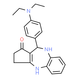 ChemSpider 2D Image | 10-[4-(Diethylamino)phenyl]-3,4,9,10-tetrahydrobenzo[b]cyclopenta[e][1,4]diazepin-1(2H)-one | C22H25N3O