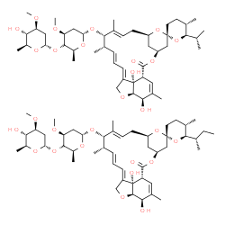 ChemSpider 2D Image | (1'R,2R,4'S,5S,6R,8'R,10'E,12'S,13'S,14'E,16'E,20'R,21'R,24'S)-21',24'-Dihydroxy-6-isopropyl-5,11',13',22'-tetramethyl-2'-oxo-3,4,5,6-tetrahydrospiro[pyran-2,6'-[3,7,19]trioxatetracyclo[15.6.1.1~4,8~.
0~20,24~]pentacosa[10,14,16,22]tetraen]-12'-yl 2,6-dideoxy-4-O-(2,6-dideoxy-3-O-methyl-alpha-L-arabino-hexopyranosyl)-3-O-methyl-alpha-L-lyxo-hexopyranoside - (1'R,2R,4'S,5S,6R,8'R,10'E,12'S,13'S,14'E
,16'E,20'R,21'R,24'S)-6-[(2S)-2-butanyl]-21' | C95H146O28
