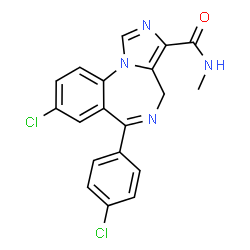 ChemSpider 2D Image | 8-Chloro-6-(4-chlorophenyl)-N-methyl-4H-imidazo[1,5-a][1,4]benzodiazepine-3-carboxamide | C19H14Cl2N4O