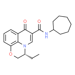 ChemSpider 2D Image | (3R)-N-Cycloheptyl-3-ethyl-7-oxo-2,3-dihydro-7H-[1,4]oxazino[2,3,4-ij]quinoline-6-carboxamide | C21H26N2O3